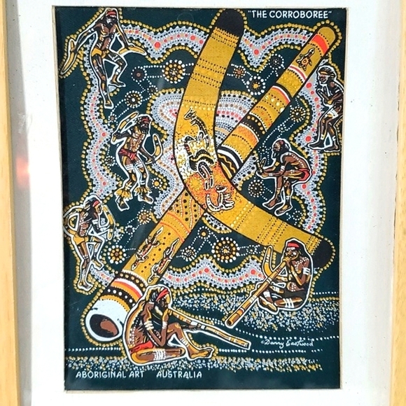90s Australian Authentic Aboriginal Canvas Art Corroboree Danny Eastwood Framed - Picture 14 of 17